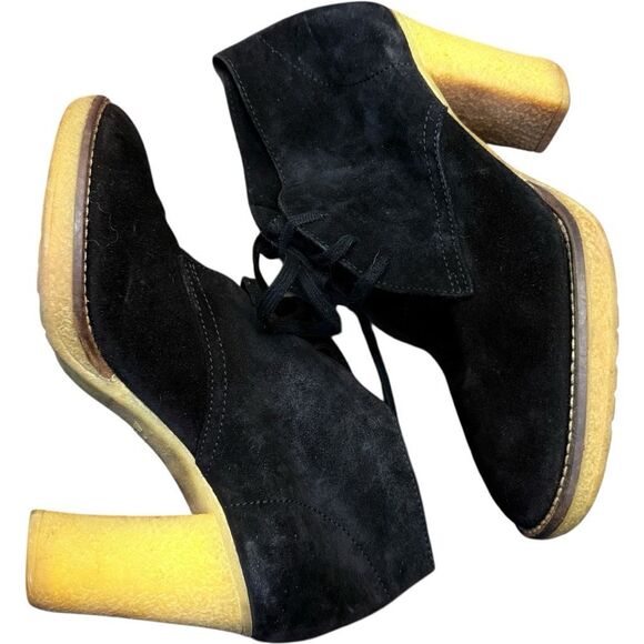 J CREW Boots JCrew Macalister Leather Suede High Heel Ankle Booties Contrast Sti - Picture 1 of 6